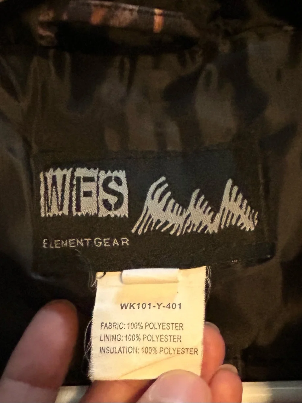 WFS Element Gear Youth Insulated Camo Bomber Jacket
